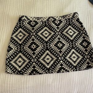 Topshop Black and White Geometric A-Line Skirt